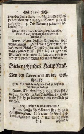 Siebenzehendes Hauptstuck. Von den Ceremonien des Heil. Tauffs