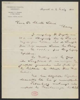 Brief an B. Schott's Söhne : 02.03.1901