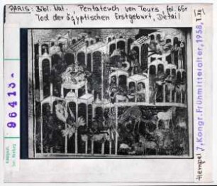 Paris, Bibliothèque Nationale: Nouv. acq. lat. 23341 (Pentateuch von Tours), fol. 65r, Tod der ägyptischen Erstgeburt, Detail