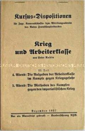 Schulungsmaterial des Roten Frontkämpferbundes