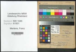 Entnazifizierung Franz Mertens , geb. 29.08.1902 (Techniker)