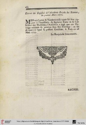 Extrait des Registres […]
