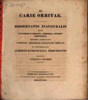 De carie orbitae : dissertatio inauguralis