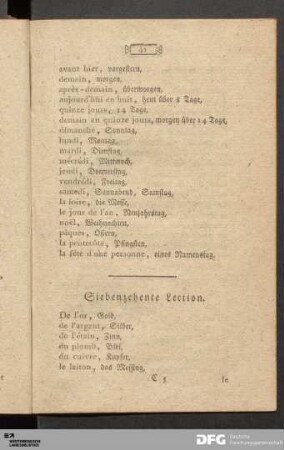 Siebenzehente Lection.