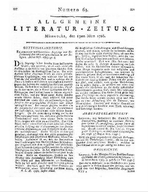 Beyträge zur Beförderung des vernünftigen Denkens in der Religion. H. 8. Hrsg. v. H. Corrodi. Frankfurt, Leipzig: 1785