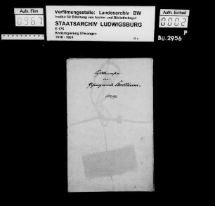 Schuldenwesen der Gesamt- und der Teilgemeinde Brettheim sowie der Teilgemeinden Hegenau, Herbertshausen und Hilgartshausen