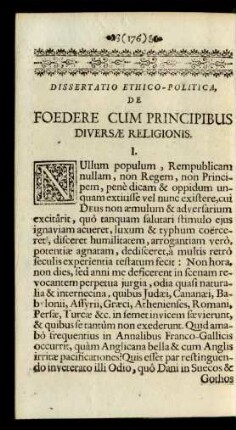 Dissertatio Ethico-Politica De Foedere Cum Principibus Diversae Religionis.