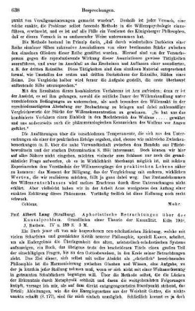 638-639, Albert Lang. Aphoristische Betrachtungen über das Kausalproblem. Grundlinien einer Theorie der Kausalität. 1909