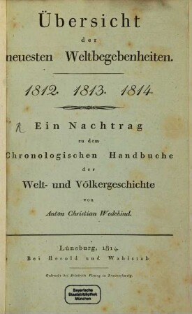 Übersicht der neuesten Weltbegebenheiten 1812 - 1814