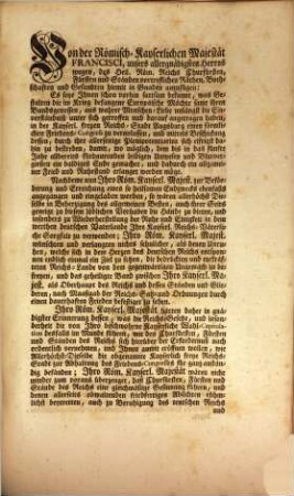 Kayserlich Allergnädigstes Hofdecret ... de 1761 die vorseyende Friedenshandlungen zu Augspurg betreffend