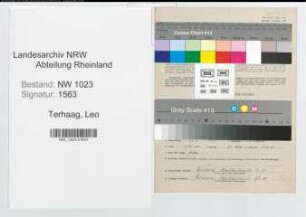 Entnazifizierung Leo Terhaag , geb. 27.06.1899 (Obersteuerinspektor)