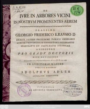 De Ivre In Arbores Vicini In Nostrvm Prominentes Aerem