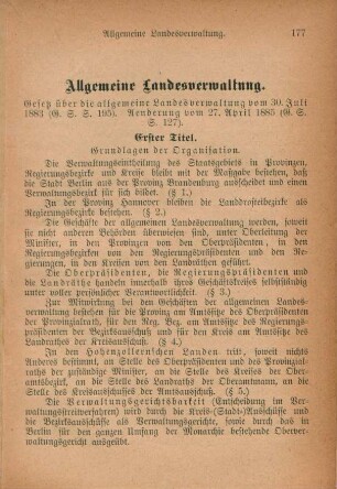 Allgemeine Landesverwaltung.