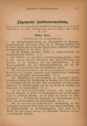 Allgemeine Landesverwaltung.