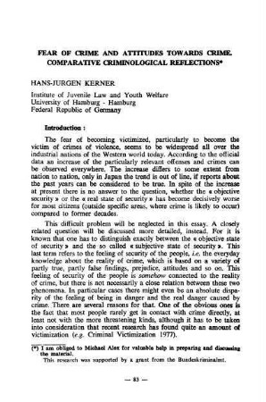83-99, Fear of Crime and Attitudes Towards Crime. Comparative Criminological Reflections