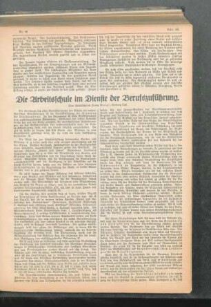 ¬Die¬ Arbeitsschule im Dienste der Berufszuführung