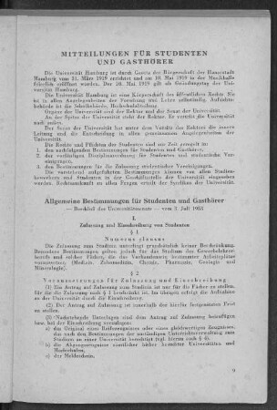 Mitteilungen für Studenten und Gasthörer