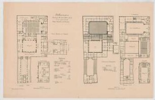 Thiersch, Friedrich von; Frankfurt / Main (Hessen); Festhalle - Grundriss UG, Grundriss EG, Grundriss Zwischengeschoss, Grundriss 1. OG, Grundriss Philharmonie