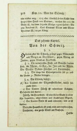 Das zehente Kapitel. Von der Schweiz