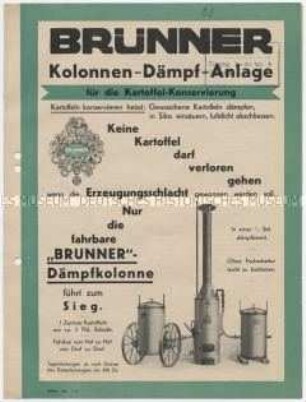 Kolonnen-Dämpf-Anlage für die Kartoffel-Konservierung