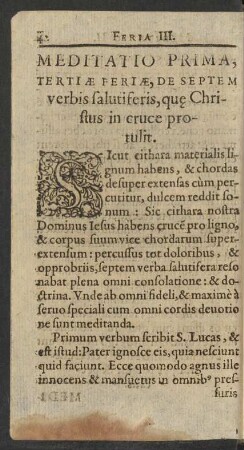 Meditatio Prima Tertiae Feriae ...