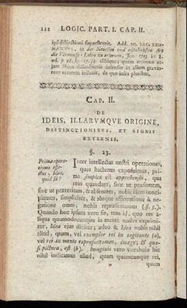 Cap. II. De ideis, illarumque origine, distinctionibus. Et signis externis.