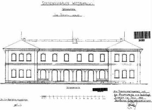 Wittighausen: Empfangsgebäude Verwaltungsgebäude Längsansicht Straßenseite (Stockaufbau)