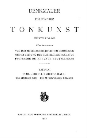Die Kindheit Jesu : (1773). Die Auferweckung Lazarus : (1773)