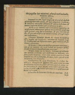 Ne pagellae hae vacarent, placuit ex Consensu Veterum addere.