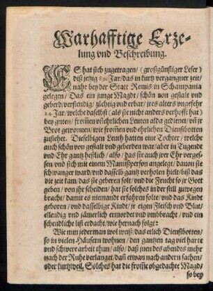 Wahrhafftige Erzelung und Beschreibung.