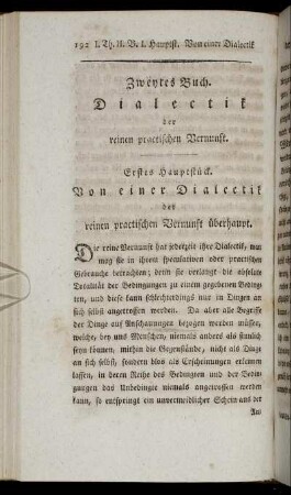 Zweytes Buch. Dialectik der reinen practischen Vernunft.
