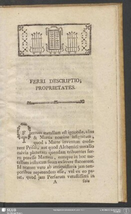 Ferri Descriptio; Proprietates
