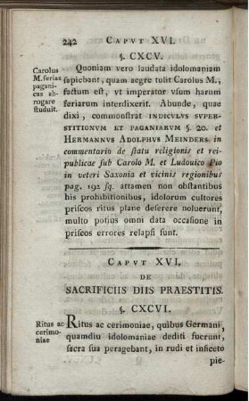 Caput XVI. De Sacrificiis Diis Praestitis.