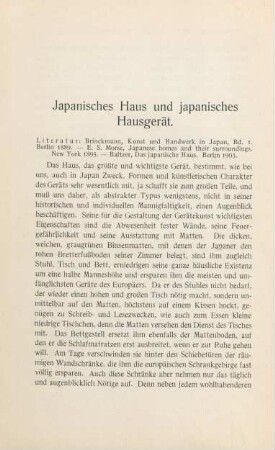 Japanisches Haus und japanisches Hausgerät
