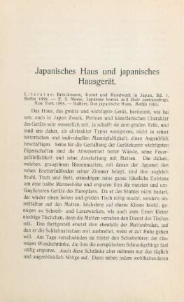 Japanisches Haus und japanisches Hausgerät