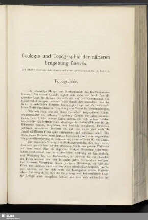 Geologie und Topographie der näheren Umgebung Cassels