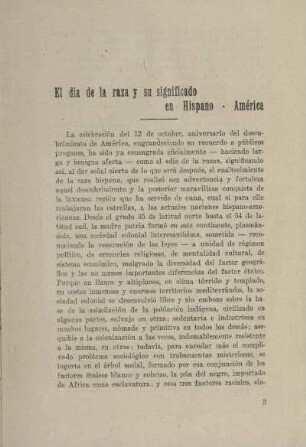 El dia de la raza y su significado en Hispano-América