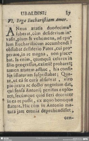 VI. Erga Eucharistiam amor