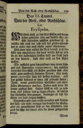 Das LI. Capitel. Von der Rose, oder Rothschöne. Lat. Erysipelas. - Das LIV. Capitel. Vom Podagra, oder Zipperlein.