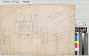 Meppen (Meppen) Amtshaus Grundriß um 1700 o.M. 47 x 67 kol. Zeichnung aus: Fürstbistum Münster, Landesarchiv Nr. 258,3 KSM Nr. 1219