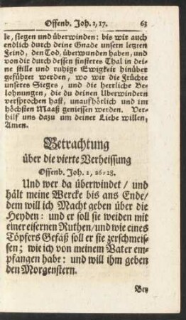 Betrachtung über die vierte Verheissung. Offenb. Joh. 2,26-28.