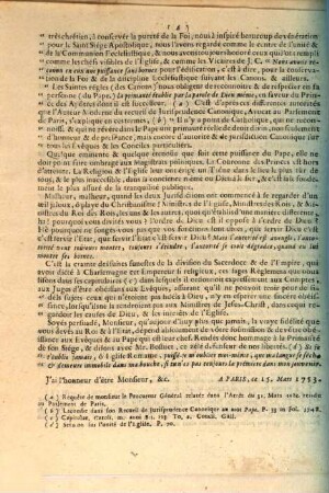 Lettre d'un Docteur de Sorbonne, à un Président du Parlement de Paris, sur le Réquisitoire de M. Pierron & sur la primauté du Pape