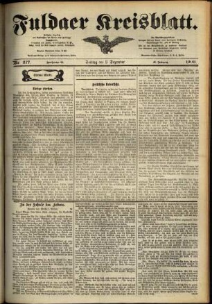 Erste Ausgabe vom Freitag, den 03. Dezember 1909.