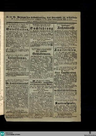 Karlsruher Tagblatt, In der G. Braun'schen Hofbuchhandlung... zu haben