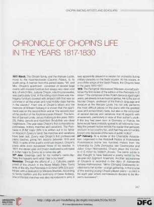 Chronicle of Chopin’s life in the years 1817-1830