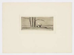 Landschaft mit zwei Hirschen und untergehender Sonne, Blatt 1 der Folge "Douze eaux-fortes et pointes sèches"