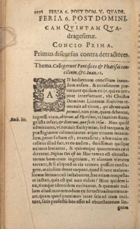 Feria 6. Post Dominicam Qvintam Qvadragesimae. Concio Prima [- Concio Qvinta.]