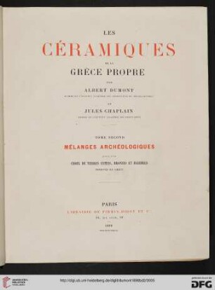 Band 2: Les céramiques de la Grèce propre: vases peints et terres cuites: Mélanges archéologiques
