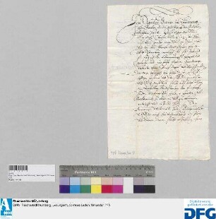 Dr. Sigmund Vieheuser zue Lauterpach, Reichsvizekanzler, stellt der Stadt Nürnberg Quittung aus über 550 fl. Stadtsteuer.