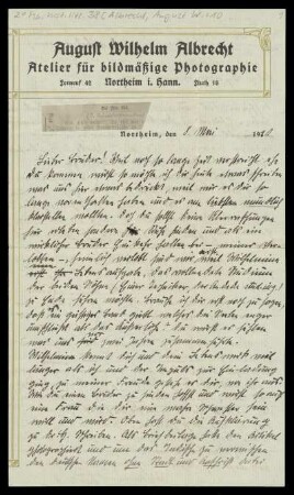 Brief von August Wilhelm Albrecht an Wilhelm Schwaner
